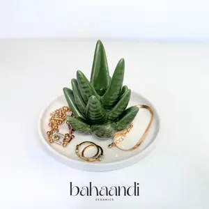 Ceramic Aloe Jewelry Dish Holder, home decor, boho home, ceramic succulent organizer, gift for mom, gift for wife, gift for girlfriends, gift for bridesmaid