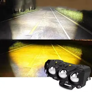 Motorcycle LED Spot Light Dual Color Hi/Low Beam Fog Lamps for Car Trucks SUV UTV Mini Lens Headlight Driving Light Led Front Lights