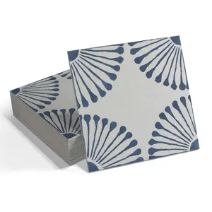 INNO STICKERS 16-Sheet Peel and Stick Floor and Wall Tile for Kitchen Bathroom Shower Blue Sun Flower 9x9 Inch SPC Self Adhesive Vinyl Flooring Tile Groutble Backsplash Tile, Covers 9.12 Sq Ft.