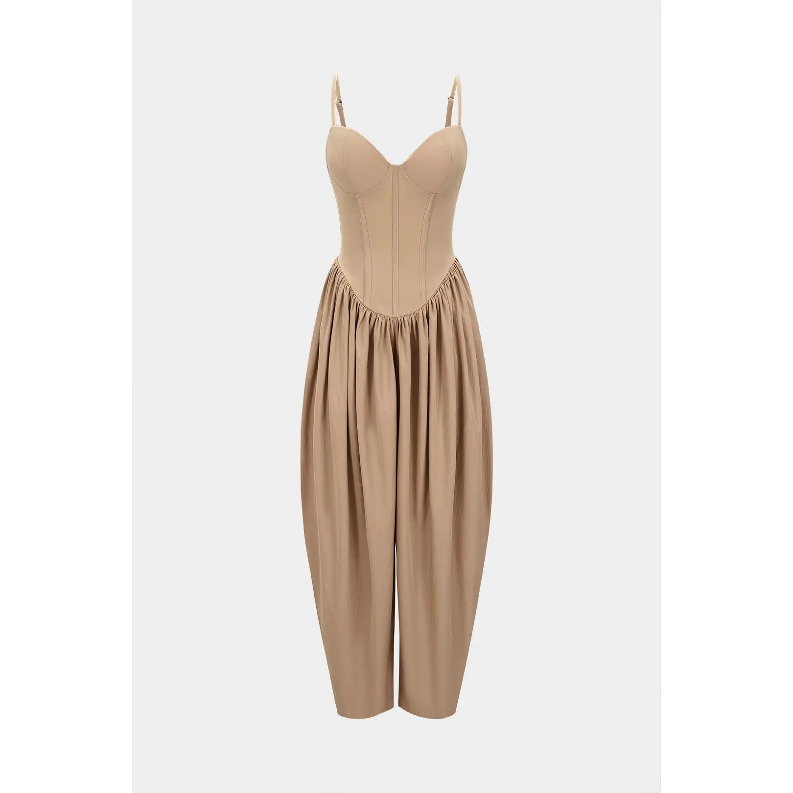 Solid Corset Ruched Slip Sleeveless Jumpsuit