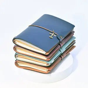 Modern Durable  Notebook, 1 Count Vintage Portable Travel Diary Notebook with 1 Count Ruler, Stationery Supplies for Home School Office, Hardcover Notebooks