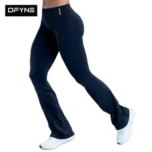 (With Logo) DFYNE Women’s Sculpting Flare Pants Breathable Stretch Activewear Leggings