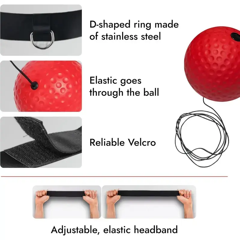 Head-Mounted PU Boxing Speed Training Ball, Reaction Ball for Hand-Eye Coordination Workout & Fitness Training