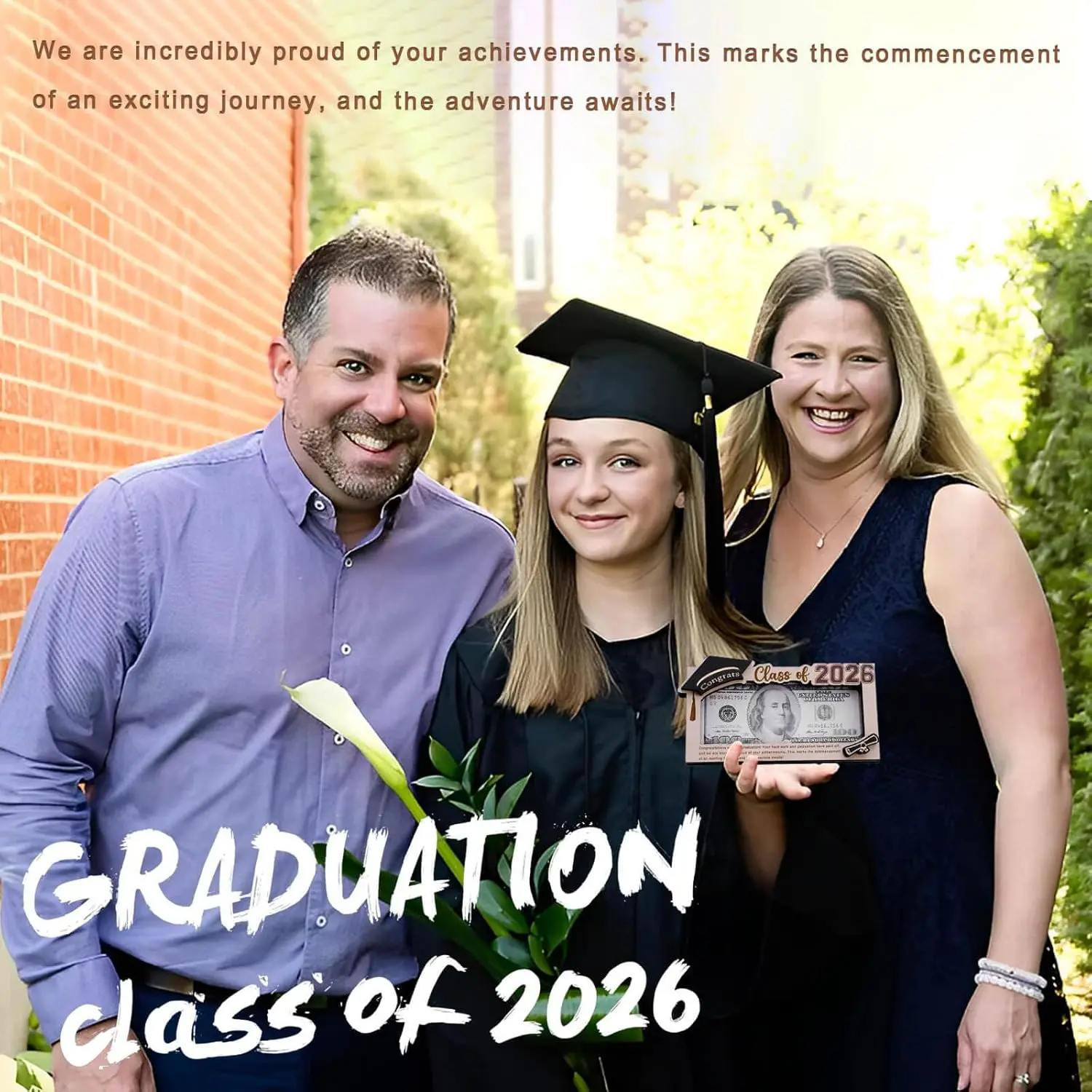 Graduation Gifts 2026 Money Holder, Wooden Graduation Money Cash Envelope Box for Class of 2026 Senior College University Graduates Holiday Christmas Gifts