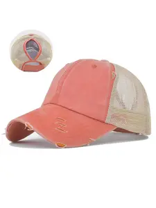 Women’s Adjustable Ponytail Hat | Criss Cross Back High Pony Mesh Baseball Cap for Daily Looks