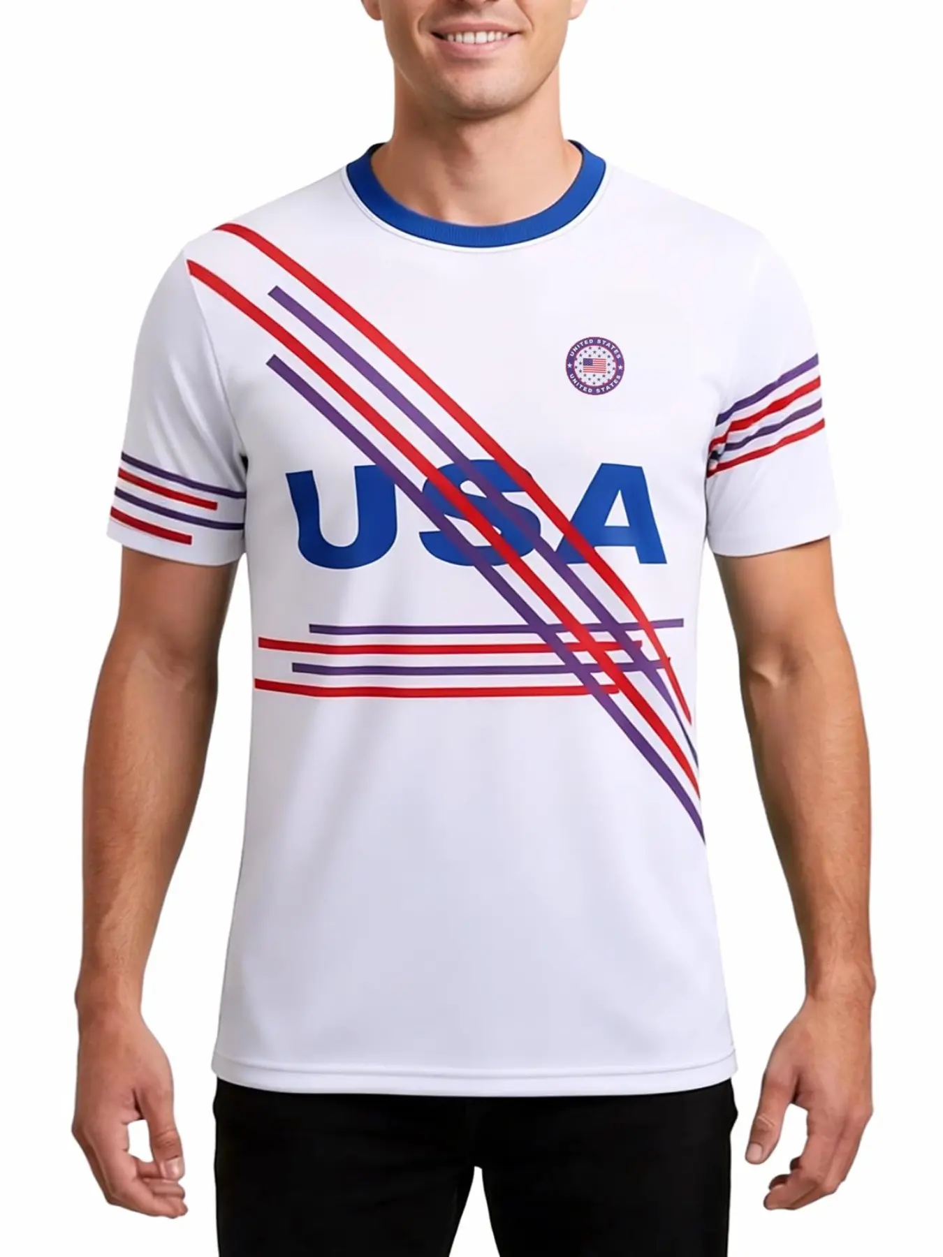 American Flag Element Sports Jersey, Outdoor Training Short Sleeve Shirt, Quick-Dry Moisture-Wicking, Essential for Watching Games, Gym Shirt, Athletic Top, Fitness Shirts, Athletic Workout Shirt