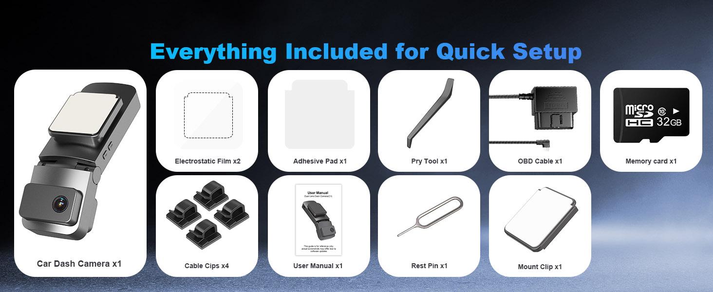 UBoxPro 4G LTE Dash Camera with Remote View Dual 2K Front Inside Cam GPS Tracking Radar Detection G Sensor OBD Power 24/7 Parking Mode UBoxPro App Control