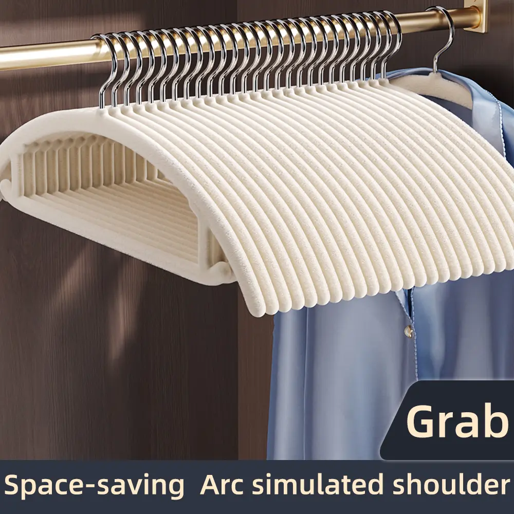 Ctime Slim Velvet Non-Slip Space Saving Suit Clothes Hangers, Closet Organizer, Ivory/Beige, 30-Pack