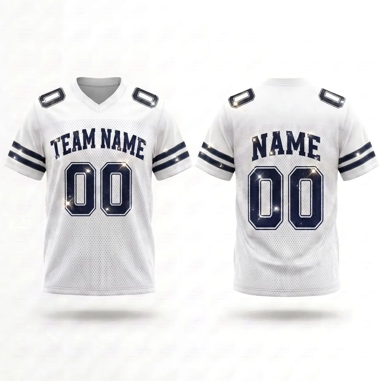 Personalized Team Name & Number White Blink Football Jersey Spandex mix Mesh (Real Photos Included)