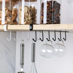 Black Iron Hook With No Marks Or Nails For Storing Pots Shovels Hanging Pieces Kitchen Utensils Storage Racks Hooks