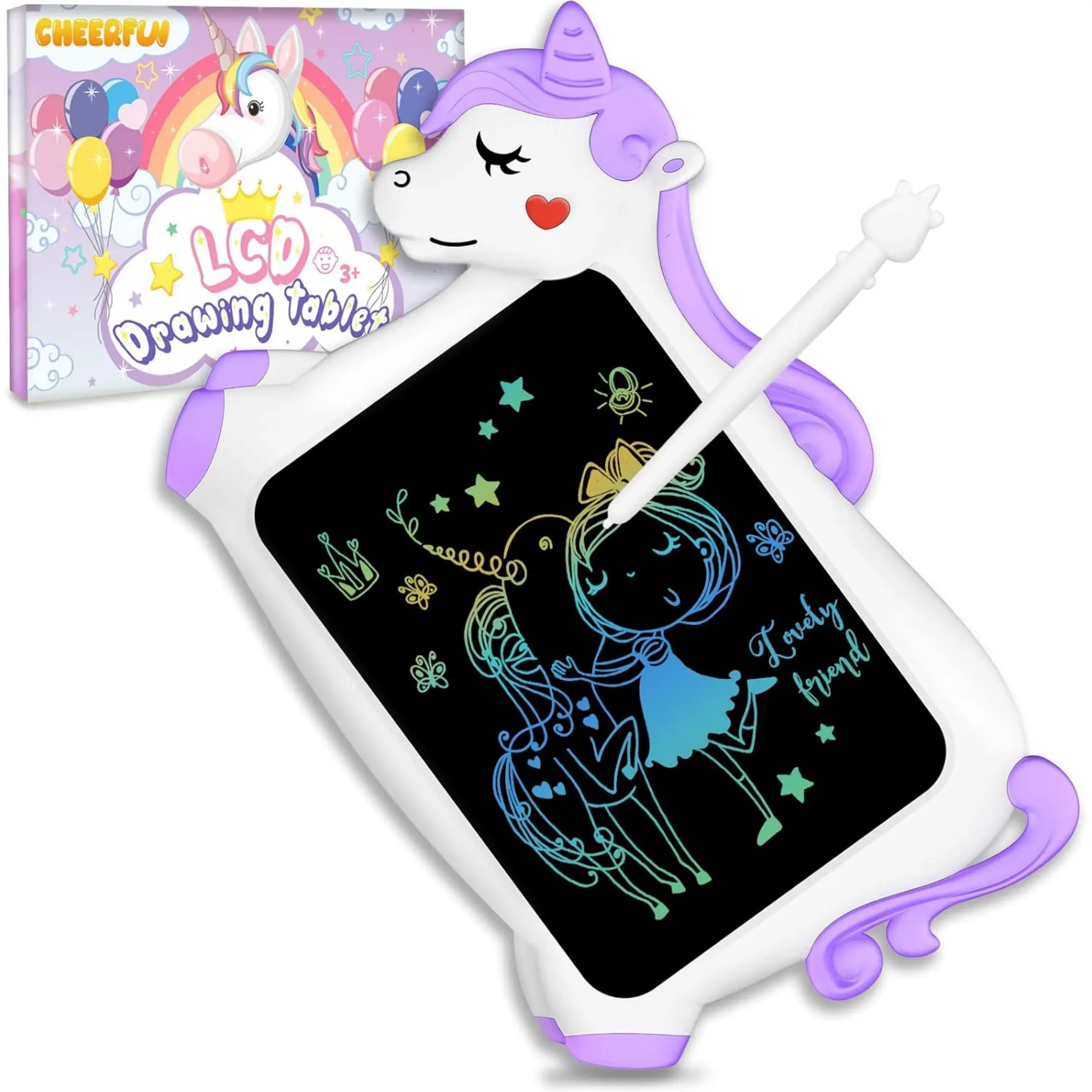 Purple Unicorn Tablet,Unicorn Toy Gifts for Girls Boys,LCD Writing Tablet for Kids,Toddler Travel Road Trip Essential Toy Gift for 3+4 5 6 7 8 Year Old,Reusable Doodle Drawing Board,Easter Gifts Learning Birthday