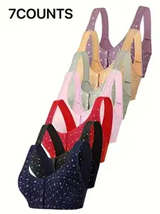 Women's Floral Print Push Up Bra, Soft Comfortable Breathable Fit Bra, Women's Lingerie Underwear for All Seasons