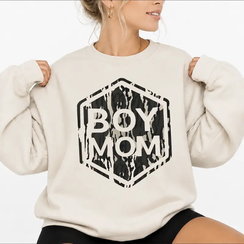 Retro Bottomland Camo Outschool Boy Mom Pullover Hoodie, Hunting Mama Sweatshirt, Gifts for Hunter's Mom
