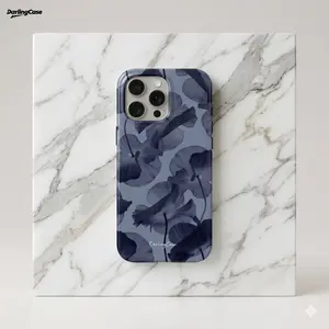 DarlingCase Blue Floral Peony Design iPhone Case for iPhone 17 Pro Max 16 Pro 15 14 13 12 Durable Silicone Double Layer Protective Cover Perfect Gift for Girls