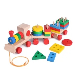 [Christmas Holiday Gift]Multi-colored Wooden Toys Stacking Tain Toys for Toddler Boys and Girls