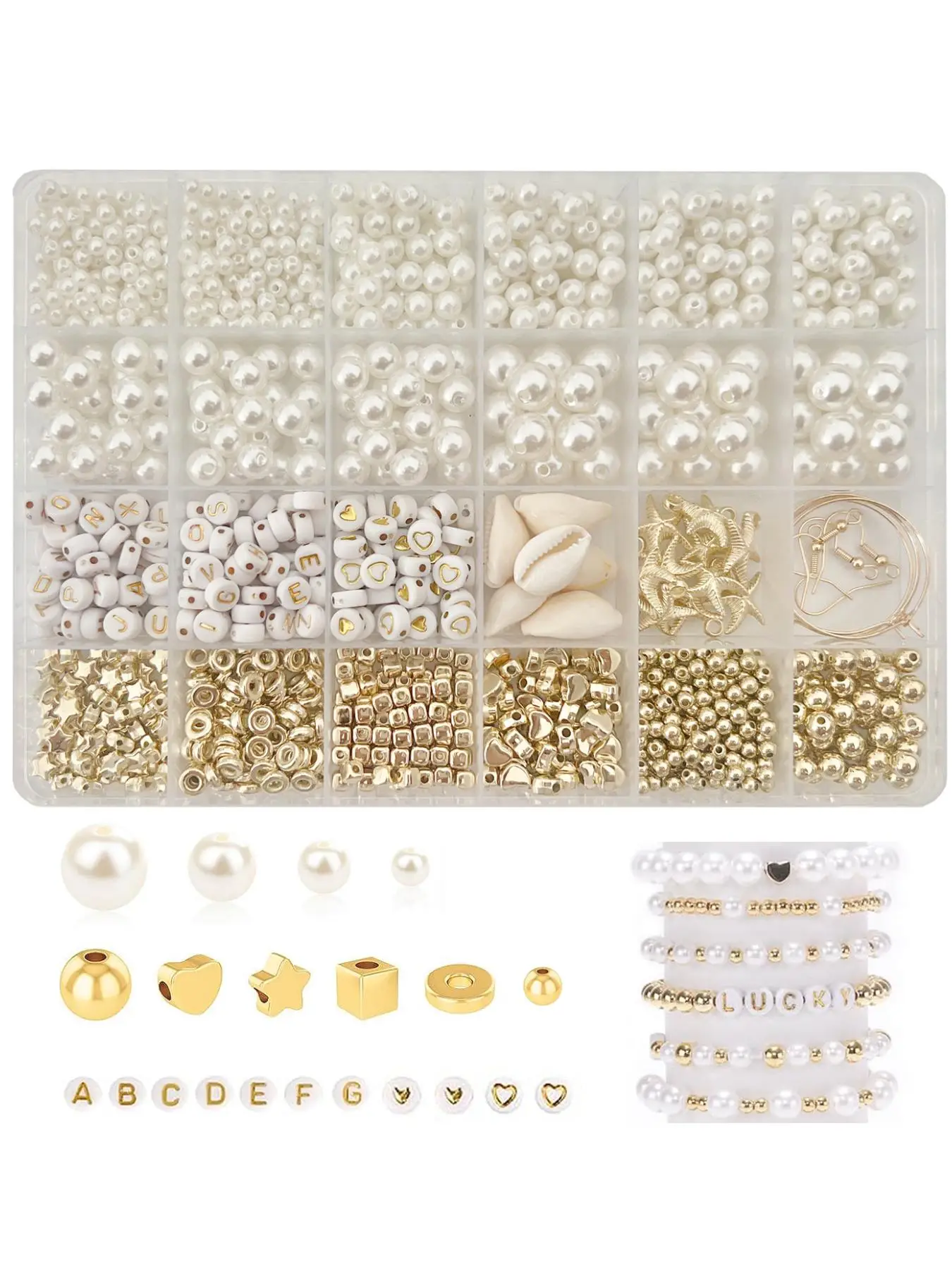 Faux Pearl & Shell Decor Beaded DIY Jewelry Kit As Gifts, Basic Jewelry Making Friendship Bracelet Kit for Women & Girls, Casual DIY Jewelry Making Ha