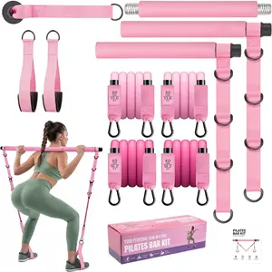 Pilates Bar Kit with Resistance Bands, Workout Bands, Heavy Exercise Bands, Fitness Bands, Adjustable Exercise Stick for Full Body Toning, Portable Home Gym Equipment, Muscle Training Equipment for Men & Women