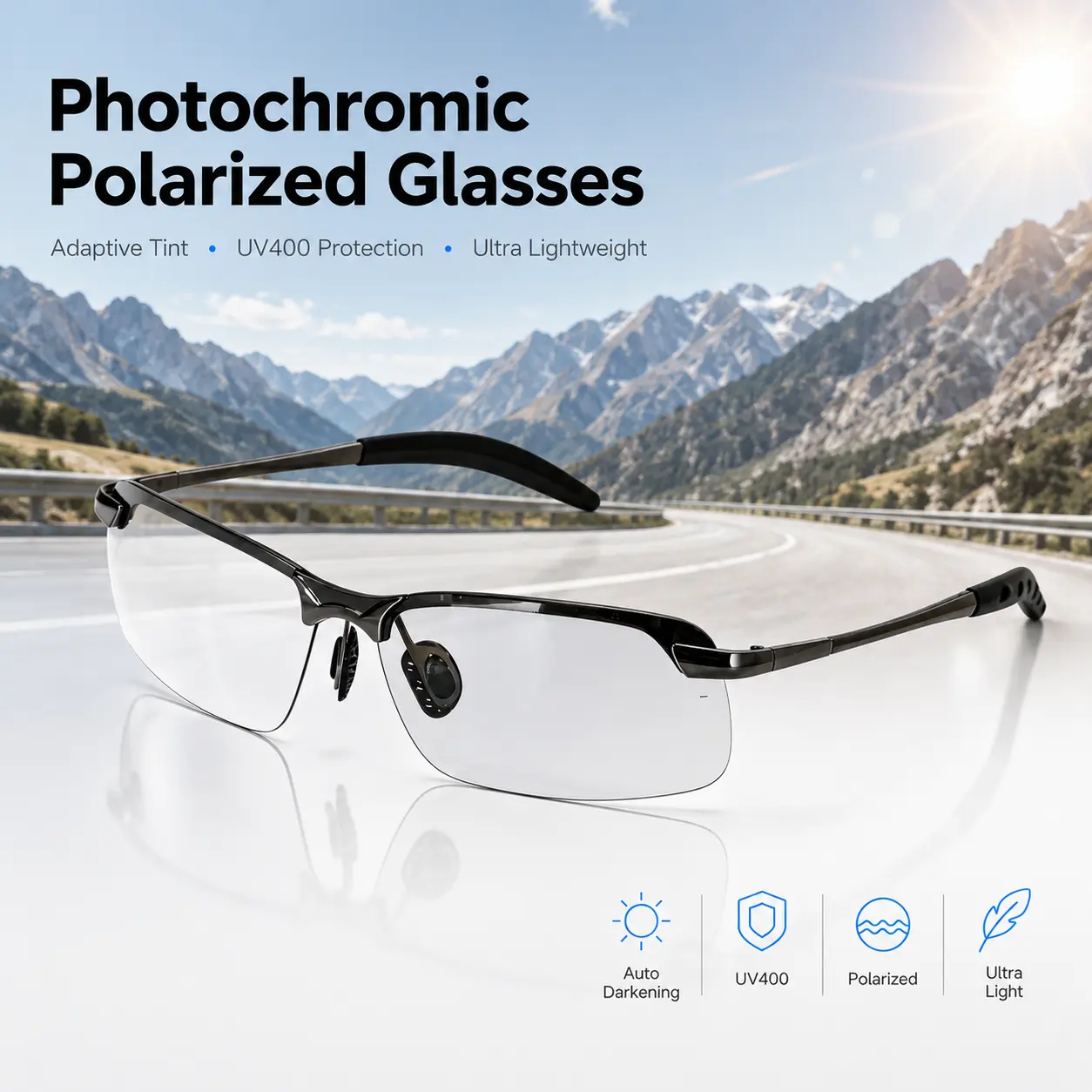 Polarized UV400 Sports Sunglasses for Men – Lightweight Anti-Glare Eyewear for Driving, Hiking & Outdoor Activities, Lightweight Sport Shades, Fashion Sports Glasses
