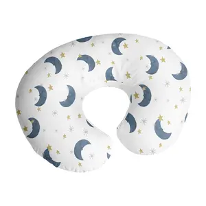 Sweet Jojo Designs Moon and Star Nursing Pillow Cover Breastfeeding Pillowcase for Newborn Infant Bottle Breast Feeding Pillow NOT Included - Navy Blue and Gold Watercolor Celestial Sky Gender Neutral