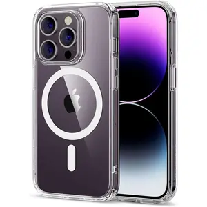 ESR for iPhone 14 Pro Max Case, Compatible with MagSafe, Shockproof Military-Grade Protection, Yellowing Resistant, Magnetic Classic Hybrid Case (HaloLock), Clear