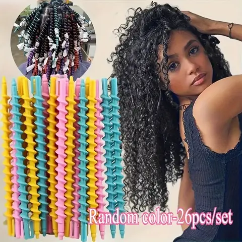 26-Piece Random Color Curling Iron Set, Long Hair Spiral Curler, Overnight Hair Curlers, DIY Hairstyling Tool, Heatless Styling Tools, Heatless Curling Rod, Ion Heat Styler, Home Essential, Vibrant Colors, Heat Free Curls