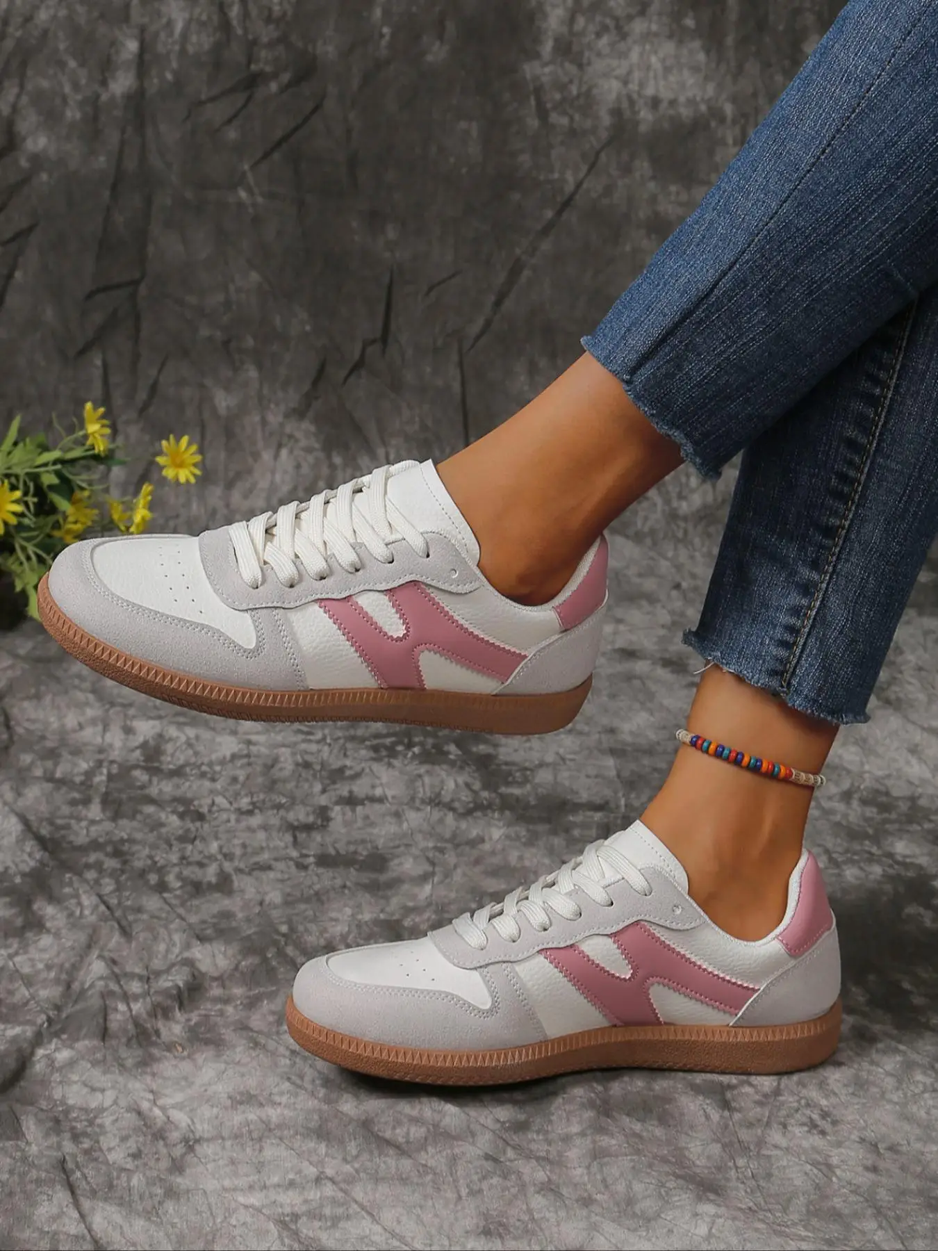 Women's Fashionable Colorblock Lace Up Platform Sneakers, Casual Comfortable Sports Shoes for Daily Wear, Non-slip Sneakers for Women & Girls