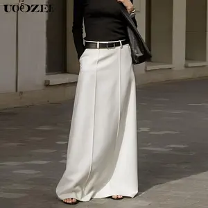 UOOZEE Women's Baggy H-Shaped Polyester Skirt - Simple, Minimalist, Plain Solid-Color Thick-Bottomed, Pockets, Old Money Style, for Autumn/Spring, Daily Outings, Commuting, Women's Clothes, Clothes,summervibes