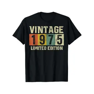 Vintage |     Limited Edition] 100% Cotton, Breathable & Comfortable Vintage 1975 Limited Edition Men's & Women's T-Shirt  Ideal for Casual Wear & Special Occasions, Perfect 50th Birthday Gift, Black,