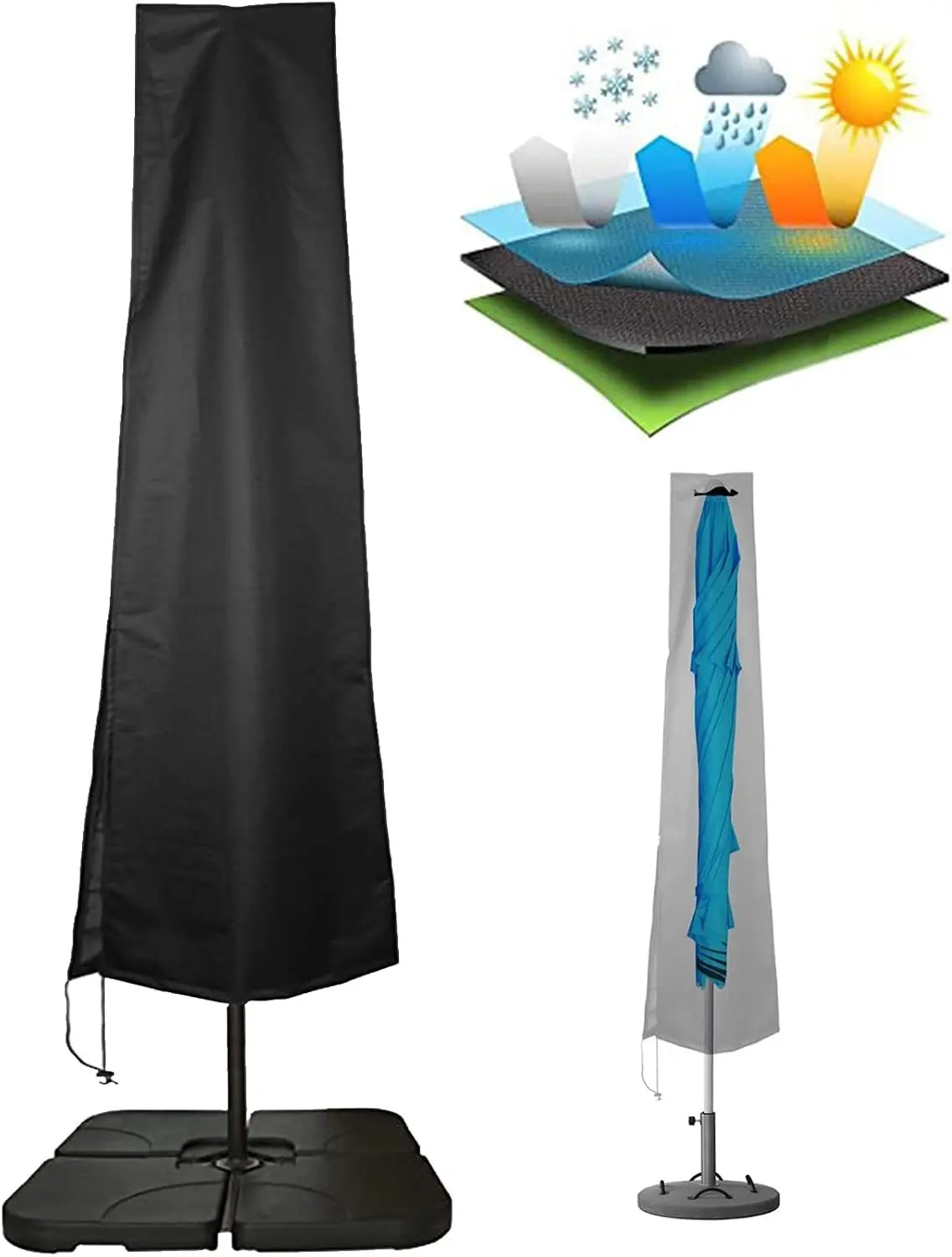 Umbrella Covers,Patio Waterproof Market Parasol Covers with Zipper for 7ft to 11ft Outdoor Umbrellas Large | With Zipper for 7ft to 11ft Outdoor Umbrellas Large
