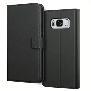 For Samsung Galaxy S8 / S8+ / S8 Plus Case With Kickstand PU Leather Card Slot Black Wallet Flip Protective Phone Case Cover