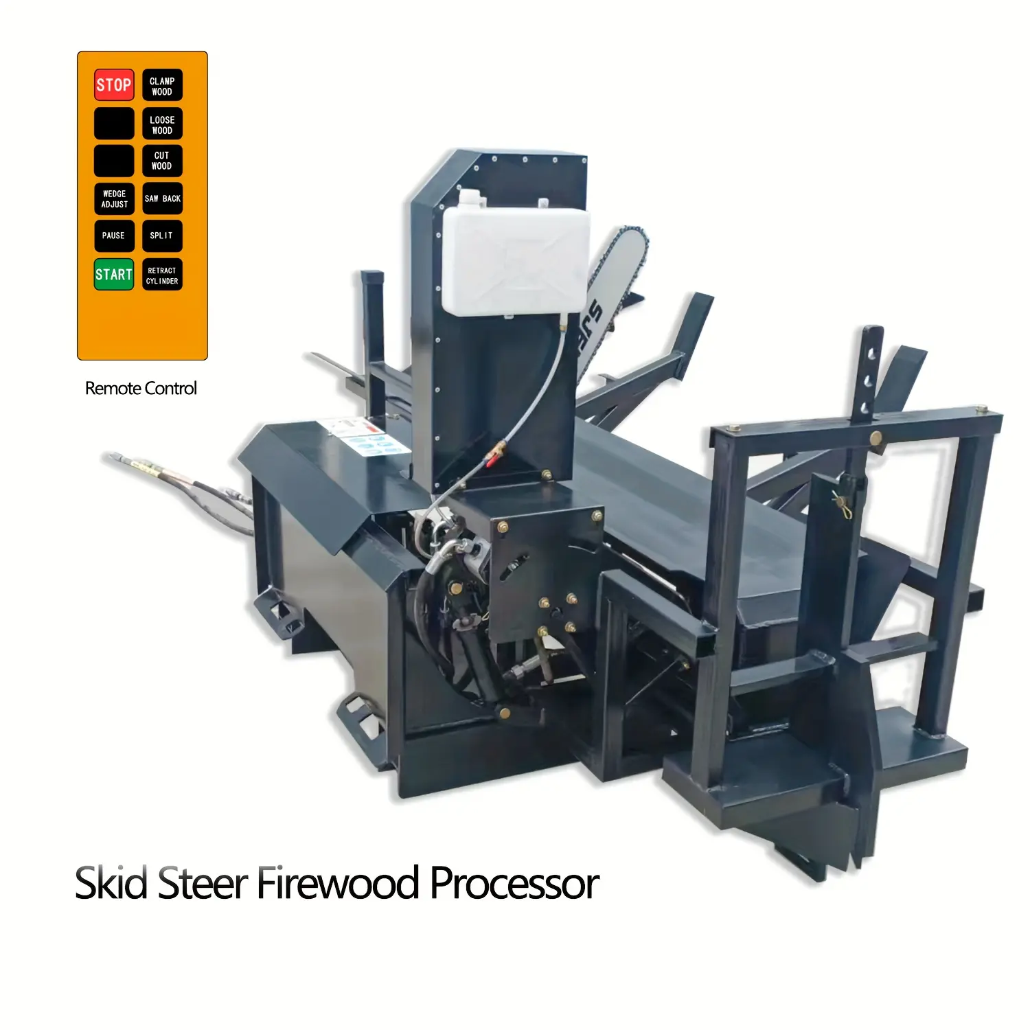 YIHUITONG 30T Skid Steer Firewood Processor Attachment Max 17.7 Inch Cut 25 Inch Chainsaw 4 Way 6 Way Wedge Ideal for Small Business And Farm CA Stock
