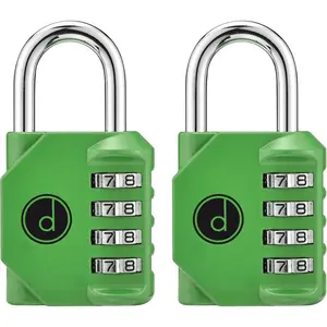 4 Digit Combination Locks 2 Pack - Weatherproof Padlock with Code - Combination Lock for Locker, Gym, Outdoor Gate, Storage Shed, Fence Gate & Bike Lock - Keyless, Easy to Set, Reset - New Green