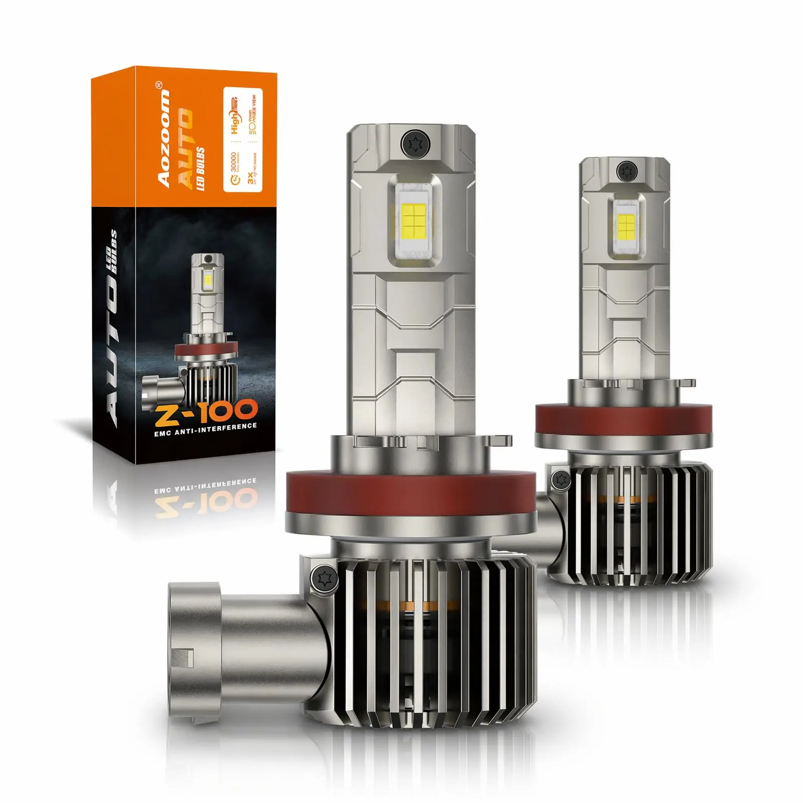 AOZOOM White LED 9005/HB3/9006/HB4/H11/H9/H8/H7/H4 Headlight 6000LM 60W LED Bulbs High/Low Beam Bright Kit