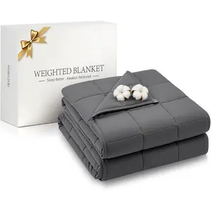 Weighted Blanket for Adults 20lbs 60"x80" Queen Size Cooling Soft Breathable Heavy Sleeping Blanket Dark Grey Perfect for 190-210lbs