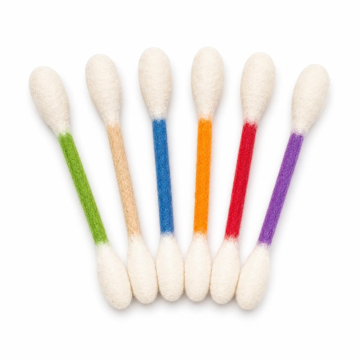 6-Pack Giant Q-Tip-Shaped Cat Toys, Soft Felt Cotton Swab Teething Sticks, Durable Interactive Play Indoor Use Pet Accessories for Kittens, Dental Cleaning, Anxiety & Boredom Relief Daily Entertainment Gifts