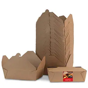 Microwaveable Kraft Brown Take Out Boxes 71 oz (40 Pack) Leak and Grease Resistant Food Containers - Recyclable Lunch Box - to Go Containers for Restaurants, Catering and Parties