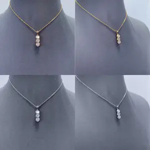 Triple Stone Drop Necklace
