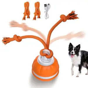 Interactive Dog Toy Ball Motion Activated Smart Dog Toy Automatic Moving Knot Rope
