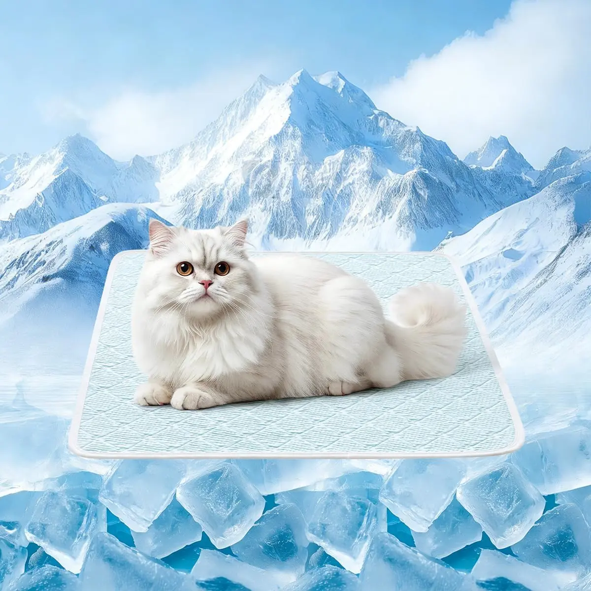 Cooling Mat -  6-12?F Drop, Cooling Mat for Pets Q-MAX >0.5 & Machine Washable, Anti-Slip Bottom, Cool  Bed for Dogs & Cats Light Blue 24" x 18"