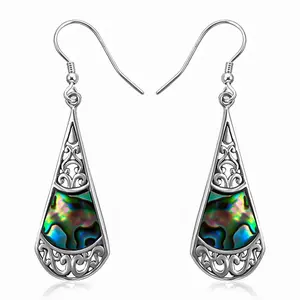 Womens Earrings Dangle - 925 Sterling Silver Earrings for Women - Beach Boho Abalone Shell Jewelry Anniversary Birthday Christmas Gifts