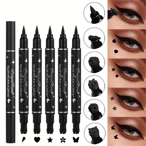 5Pcs Various shape Liquid Eyeliner Pencil Cosmetic 2 In 1 Double Headed Heart Shaped Design Seal Pens Non Smudge Waterproof Quick Dry Long Lasting Eyeshadow Makeup