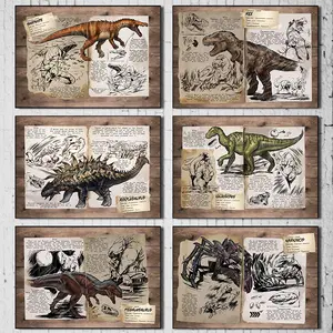 Retro Abstract Game ARK Survival Evolved Dinosaur Organism Poster, Vintage Gaming Wall Print, Unframed Home Decor