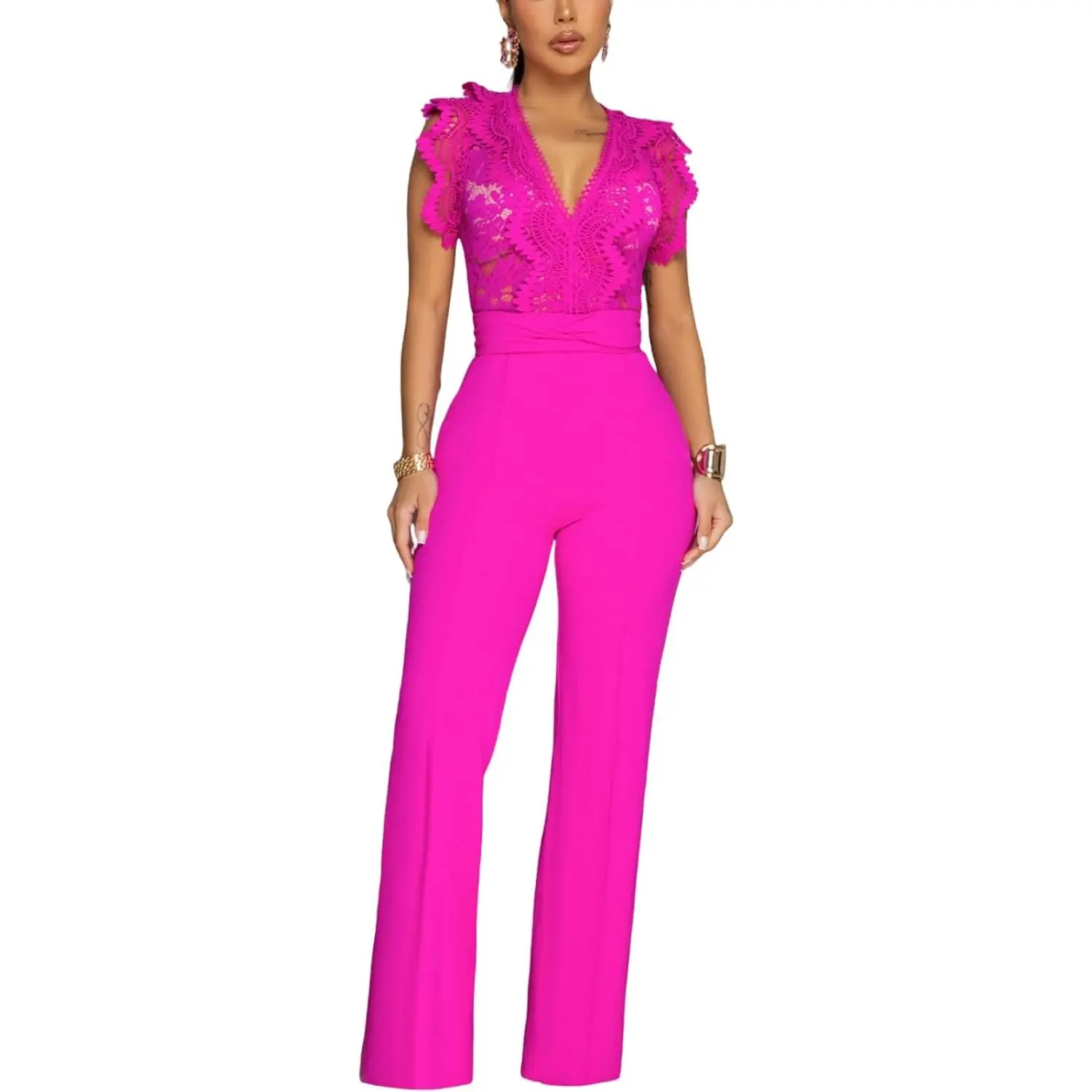 Ladies' elegant jumpsuitformal sexy casual straight pantsbusiness party jumpsuit