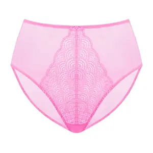 Mermaid Scales Lace Sheer Mesh Back High-Rise Brief Underwear Matching Panty