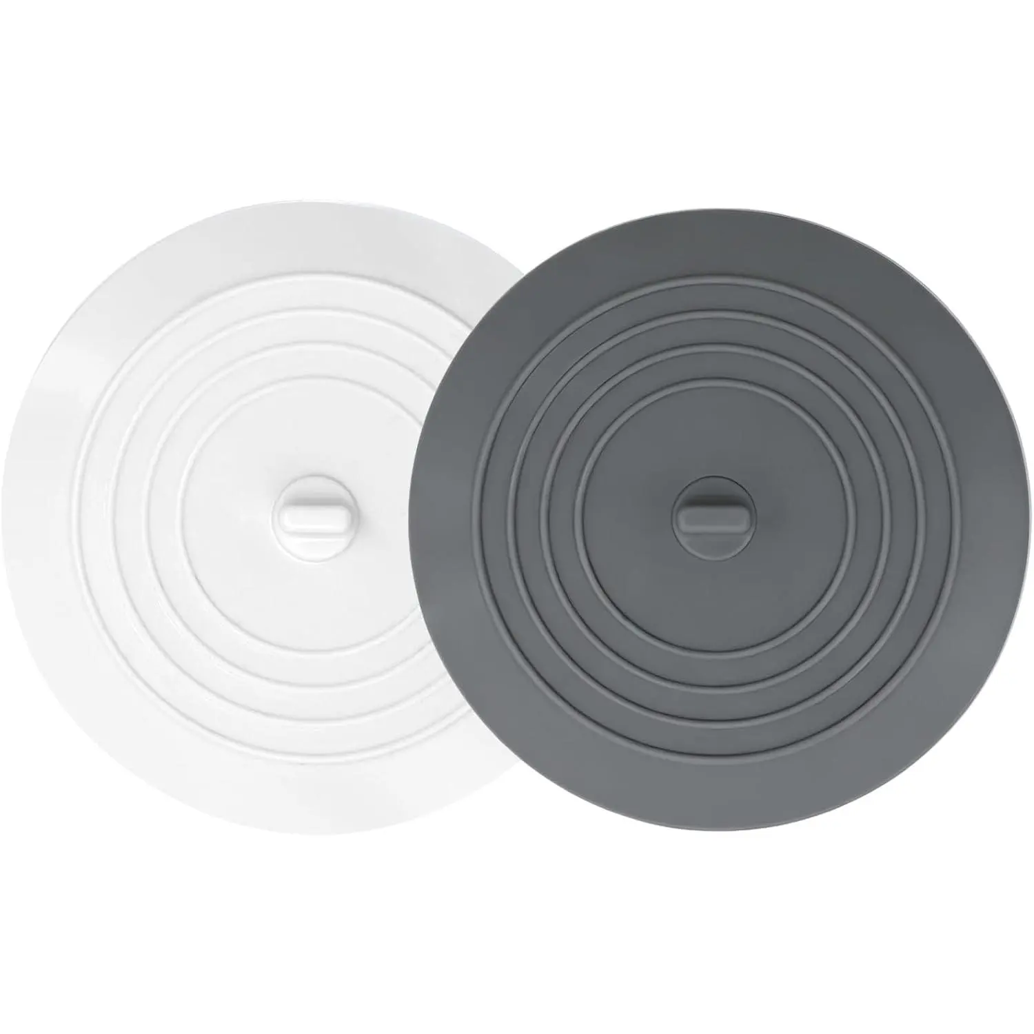 Bathtub Drain Stopper 2 Pack, 5 inches Silicone Tub Stopper Shower Drain Cover, Bath Tub Plug Hair Stopper,Universal Flat Suction Renter Friendly Bath Accessories (White&Grey, 5 inch)