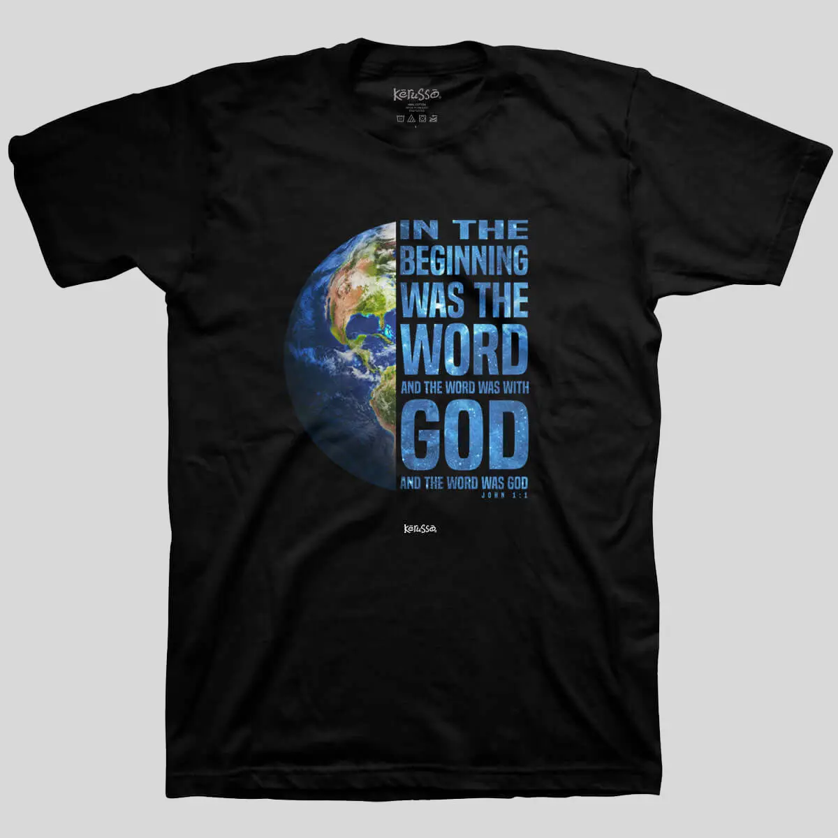 Men's Classic Fit Christian T-Shirt | 100% Cotton Round Neck with "In The Beginning God Created" Graphic