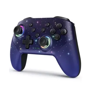Controller For Switch Lite,OLED, For Windows PC, LED Star Wireless Pro Controllers Compatible, Multi-Platform with 9 Colors Colorful RGB Lights/Programmable/Vibration/Turbo/Wakeup