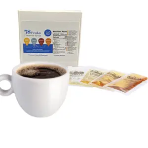 8 Count Variety Flavored Syrup Packets Vanilla Caramel French Vanilla Hazelnut for Coffee & Drinks, 15mL, 58Peaks