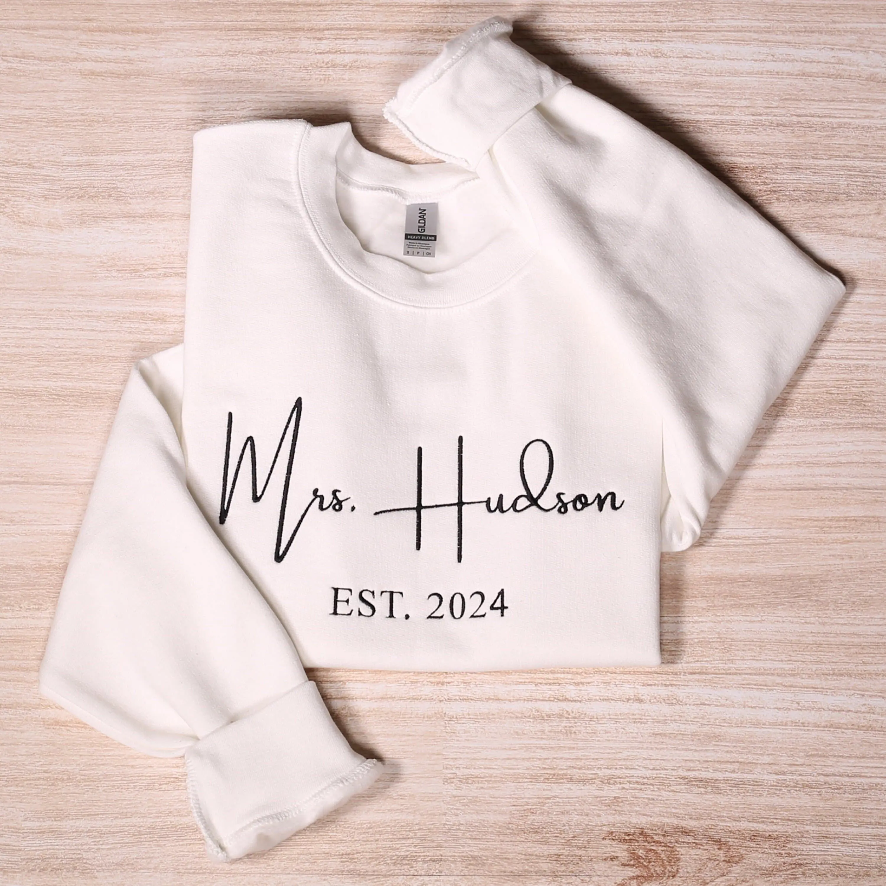 Custom Mrs Embroidered Sweatshirt With Est Date, Embroidered Personalized Fiancee Hoodie, Wifey Outfit, Bachelorette Party Bride To Be Gifts
