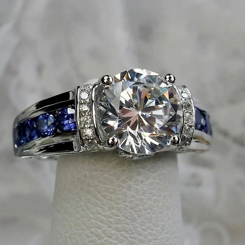 ​ ​     80% OFF! 1 Piece 925 Silver Moissanite 3 Carat Men's and Women's  Party Gift Daily Wear Gift Couple Gift queen   gf Adjustable Velvet  date sizer  cinnamon banana rings